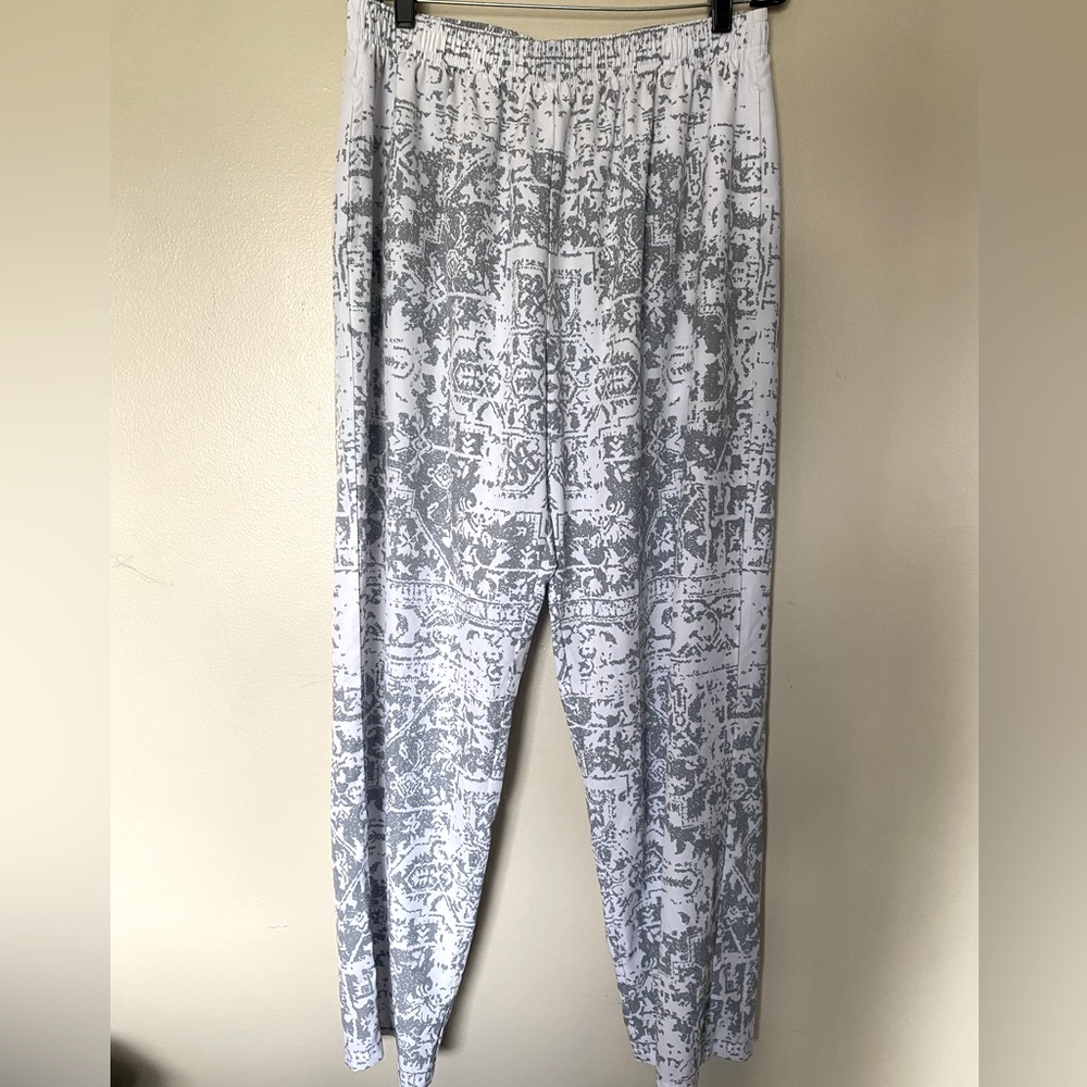YoungLA Men's White & Light Gray Patterned Lounge Pants